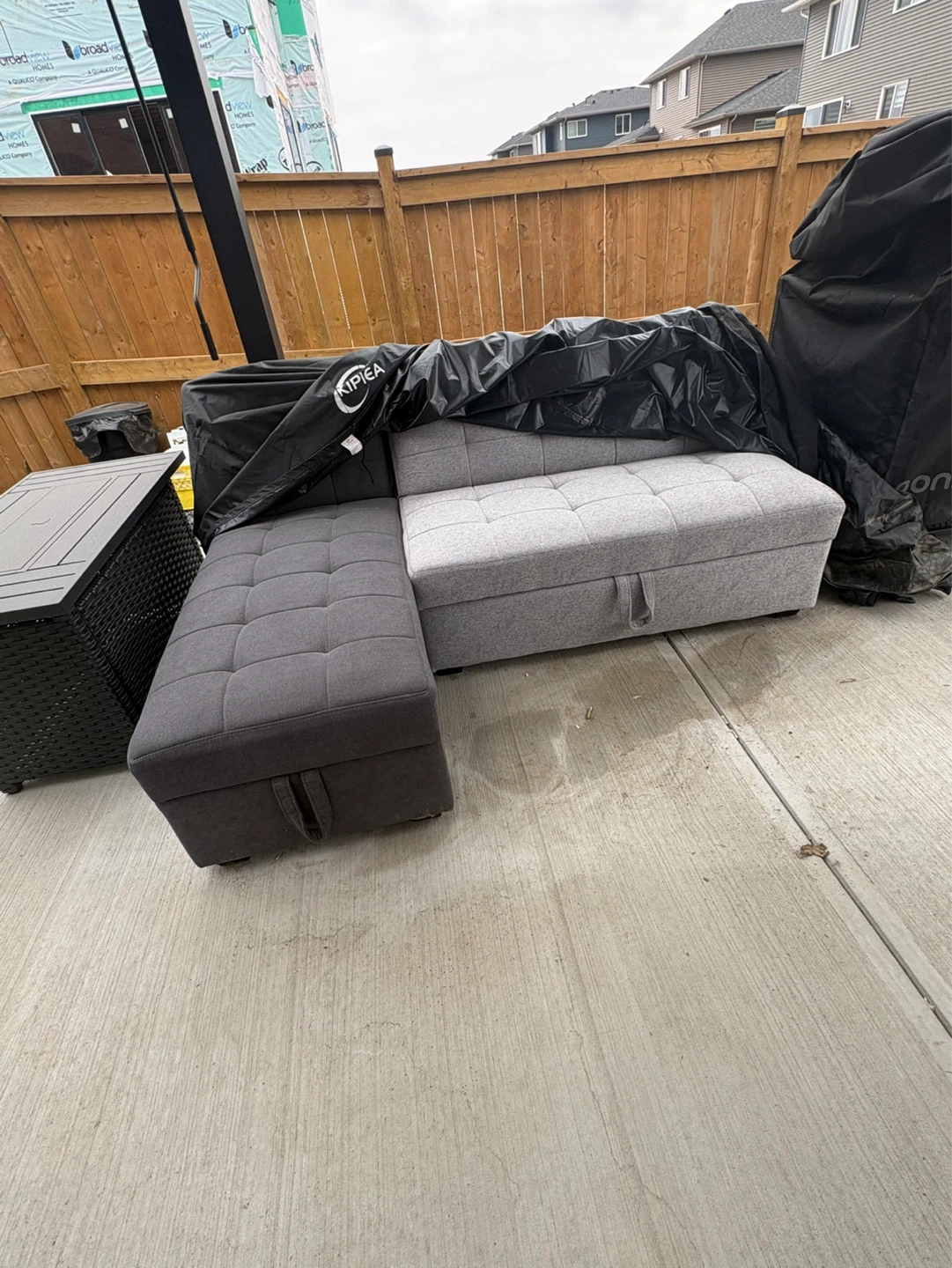 Grey Tufted Storage Ottoman Bench