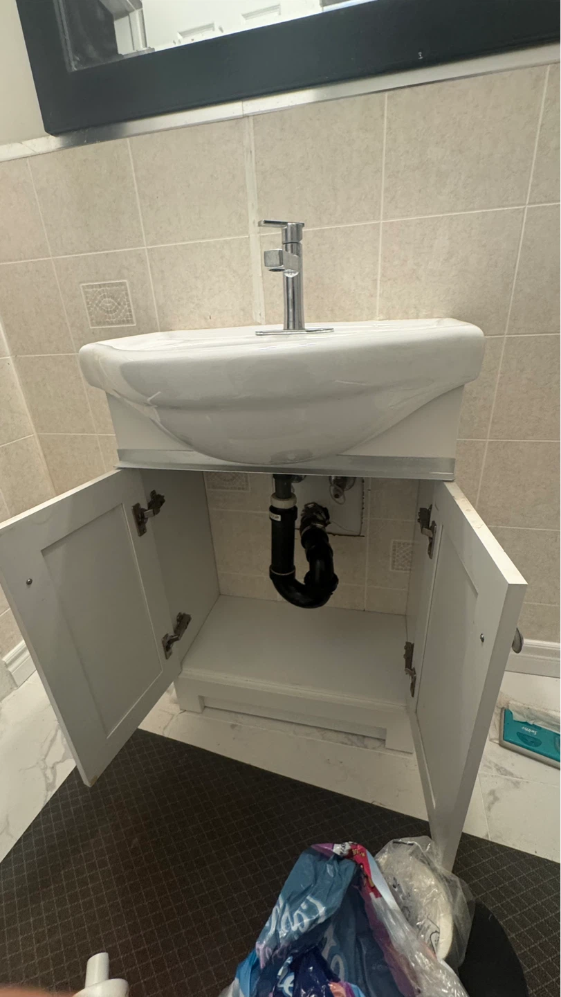 White Bathroom Vanity with Sink - photo 2