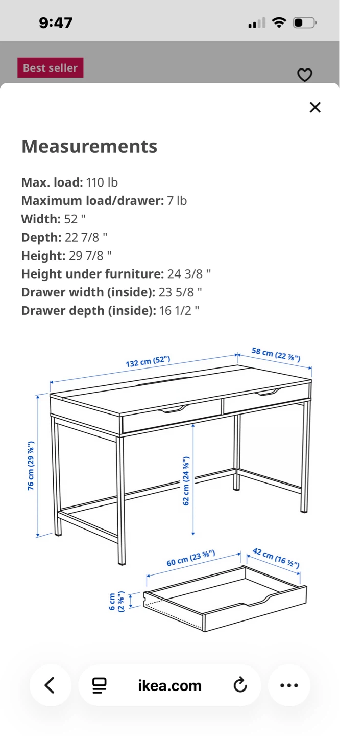 IKEA MICKE White Desk with 2 Drawers - photo 5