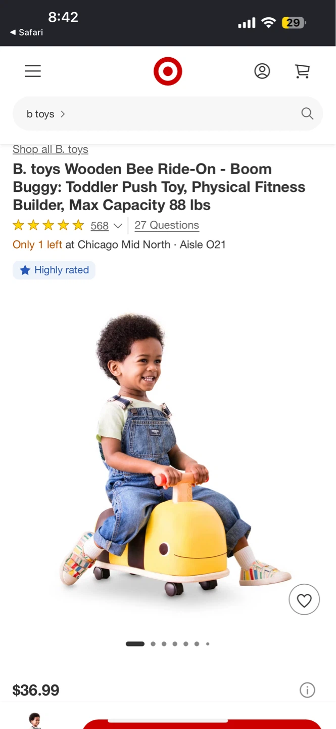 B. toys Wooden Bee Ride-On Toddler Push Toy - photo 4