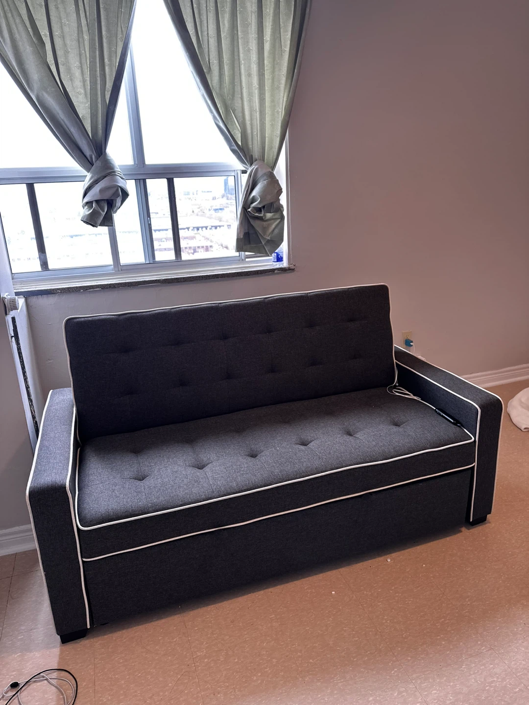 Dark Grey Sofa Bed with Ottoman - photo 5