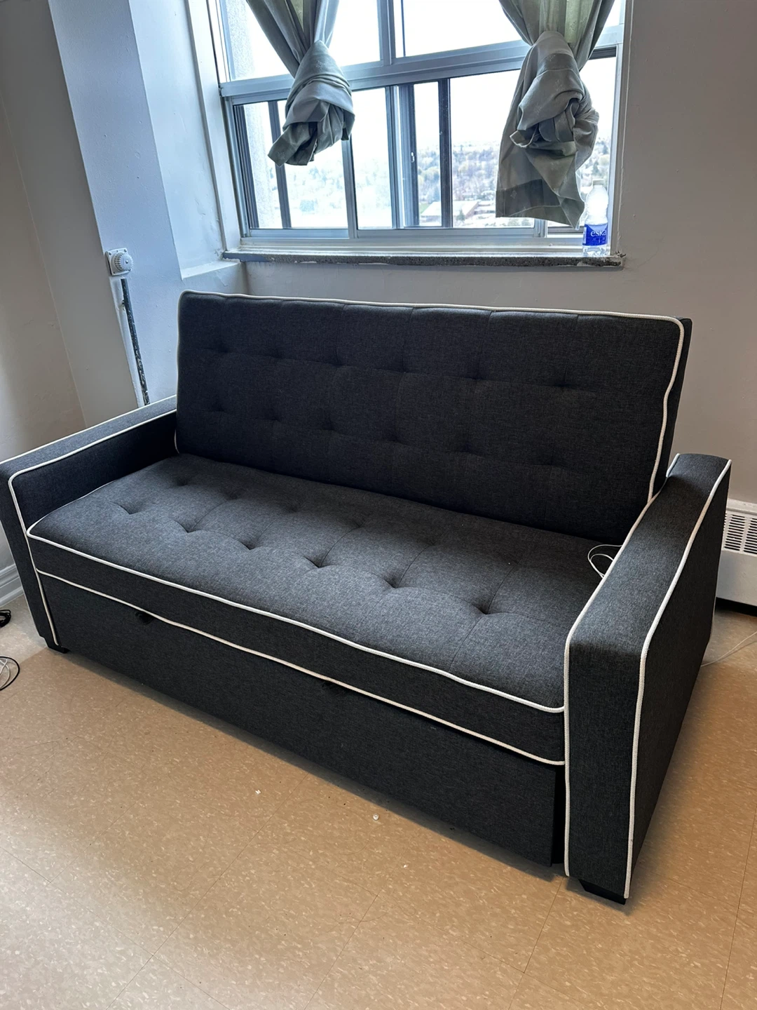 Dark Grey Sofa Bed with Ottoman - photo 4