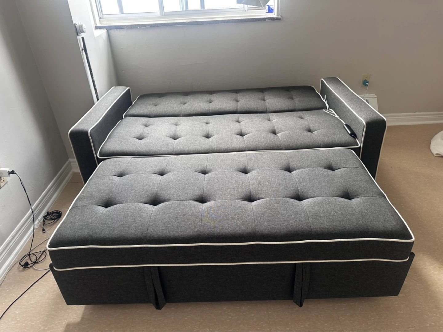 Dark Grey Sofa Bed with Ottoman - photo 2
