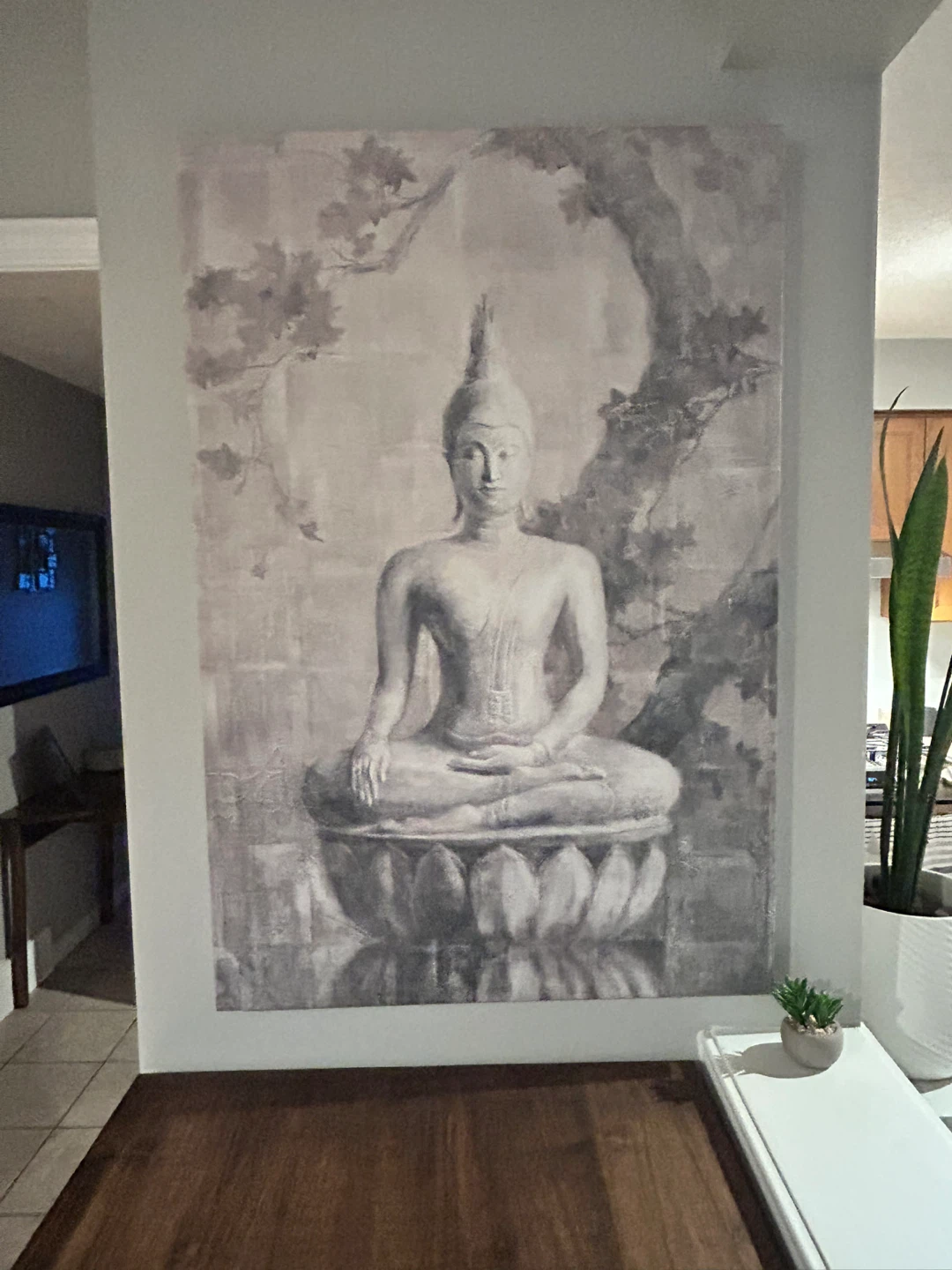 Canvas Wall Art - Buddha & Red Tree Landscape