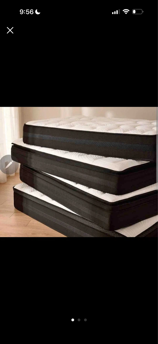 Black iron bed with queen size mattress - photo 2