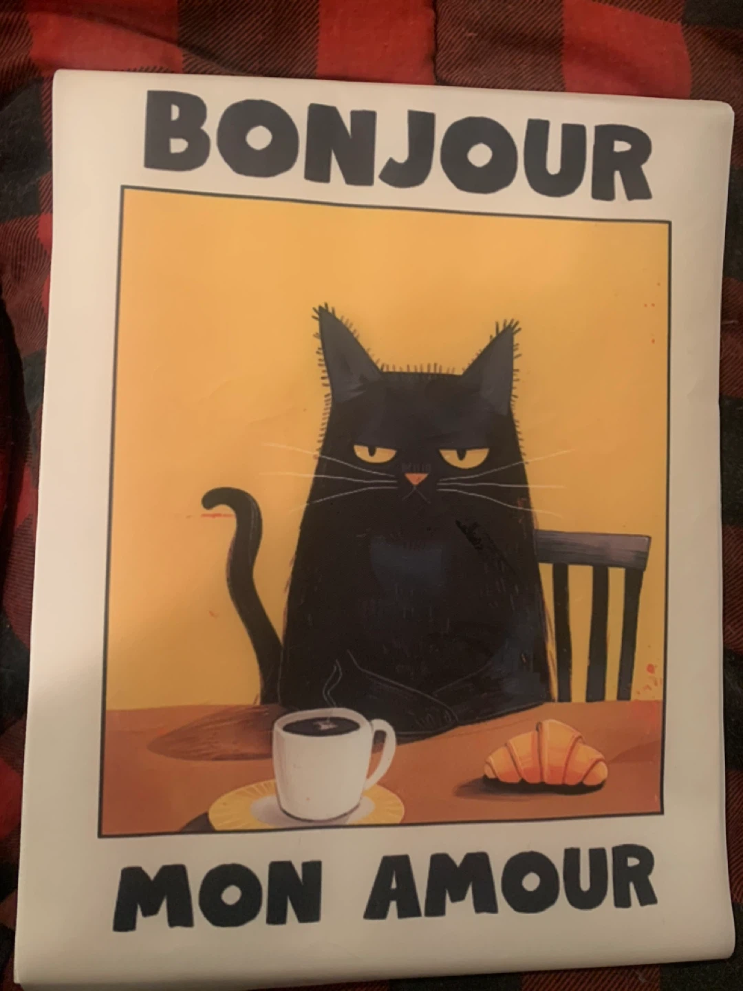 Bonjour Mon Amour Black Cat Art Print