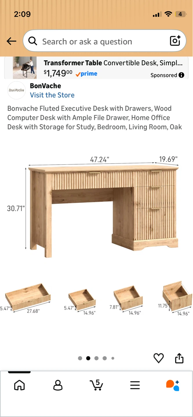 BonVache Fluted Executive Desk - photo 3