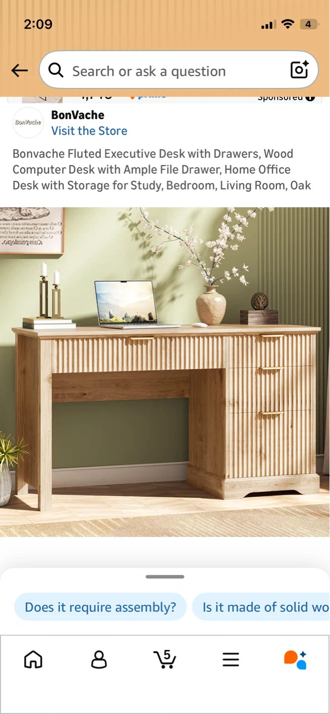 BonVache Fluted Executive Desk