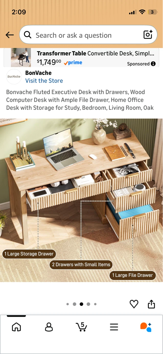 BonVache Fluted Executive Desk - photo 2