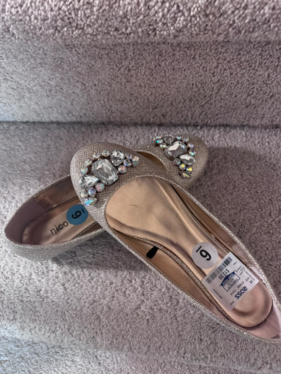 Sparkly Embellished Ballet Flats - Size 6 - photo 3