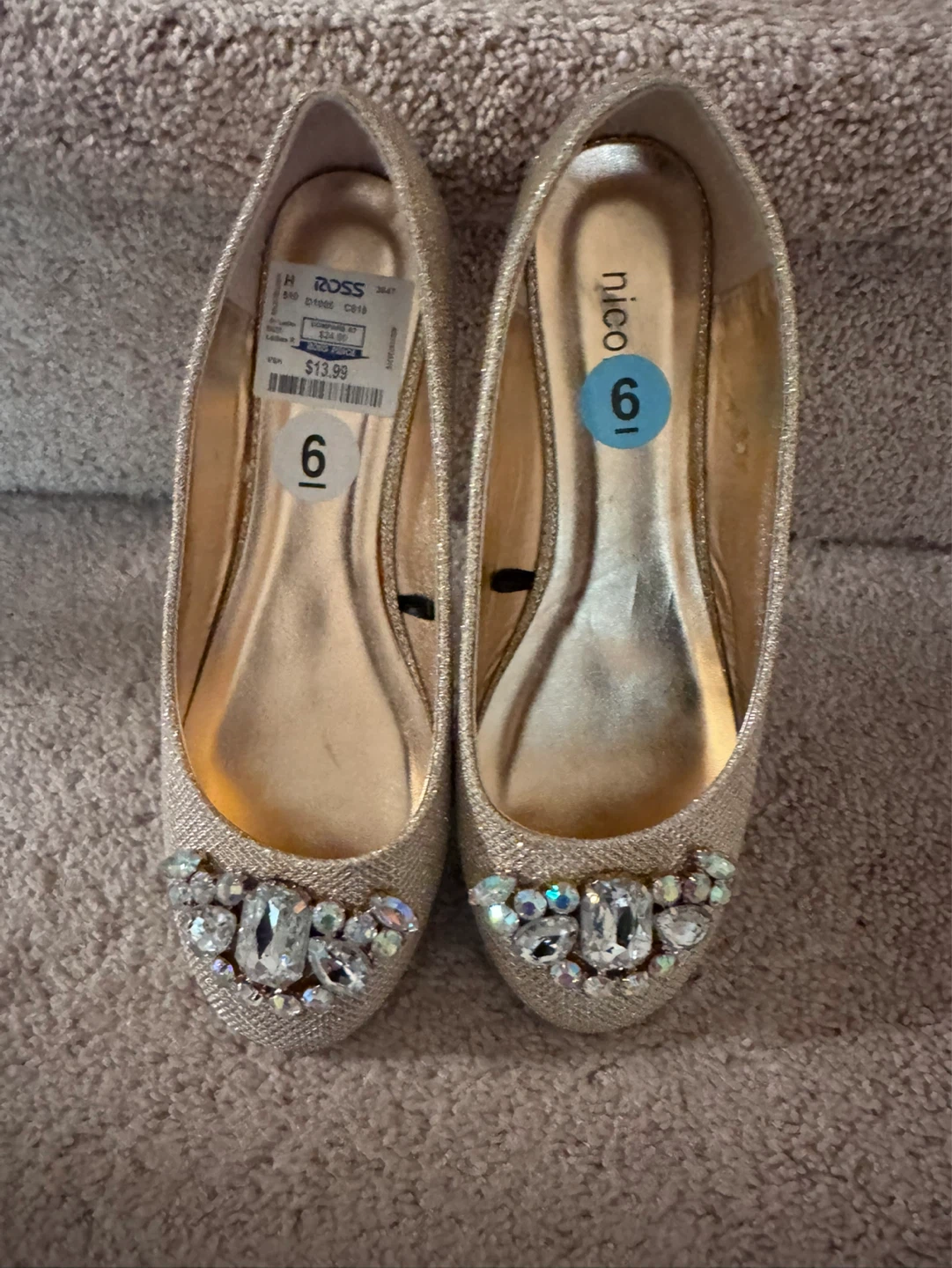 Sparkly Embellished Ballet Flats - Size 6 - photo 4