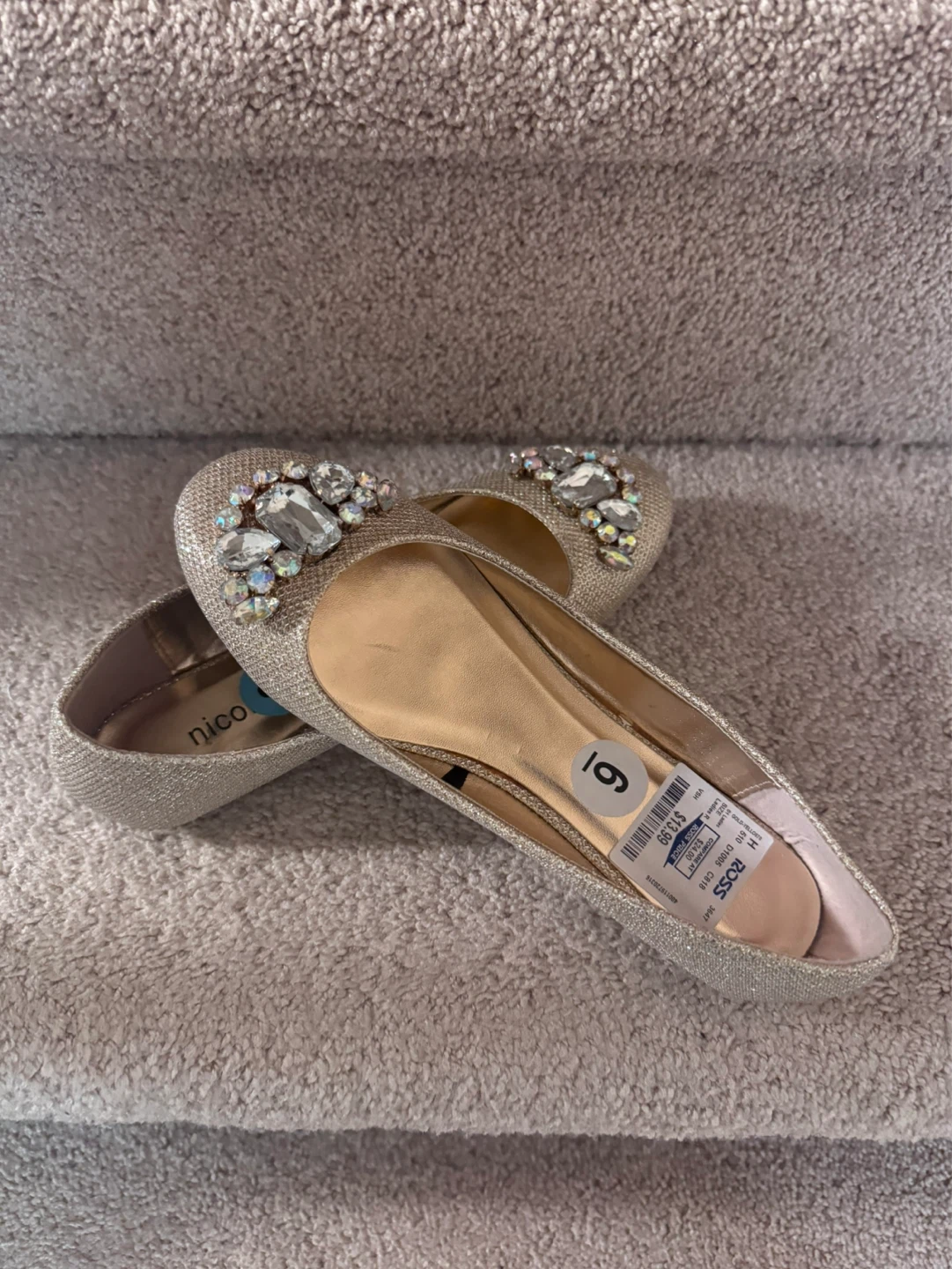 Sparkly Embellished Ballet Flats - Size 6 - photo 2