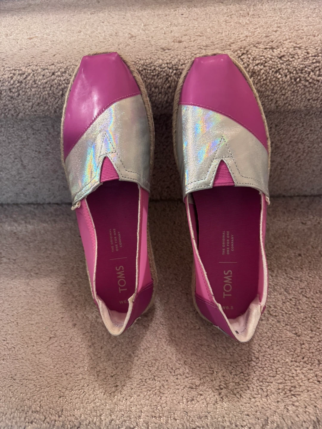 TOMS Pink & Silver Espadrille Flats - photo 3