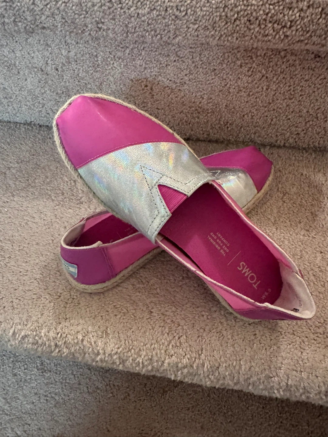 TOMS Pink & Silver Espadrille Flats - photo 2