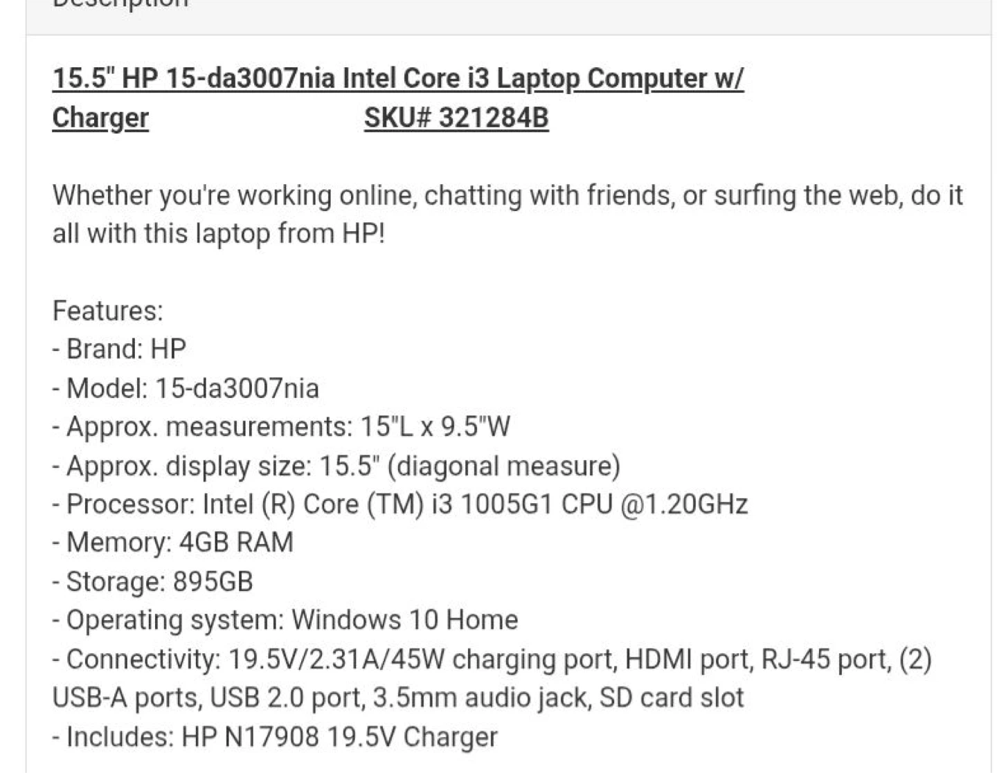 HP 15-da3007nia Intel Core i3 Laptop - photo 5