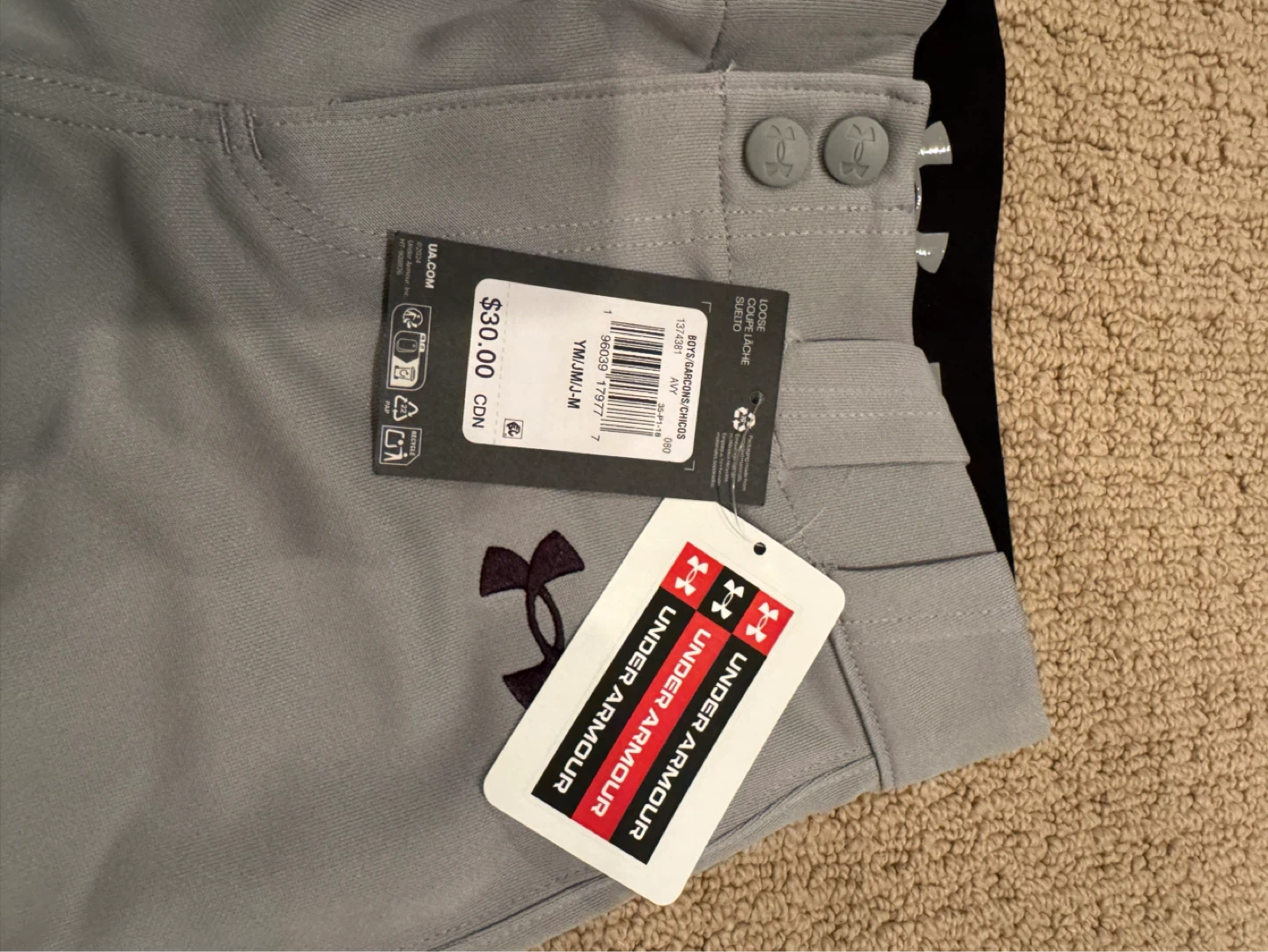 Under Armour Youth Baseball Pants - Grey - photo 3
