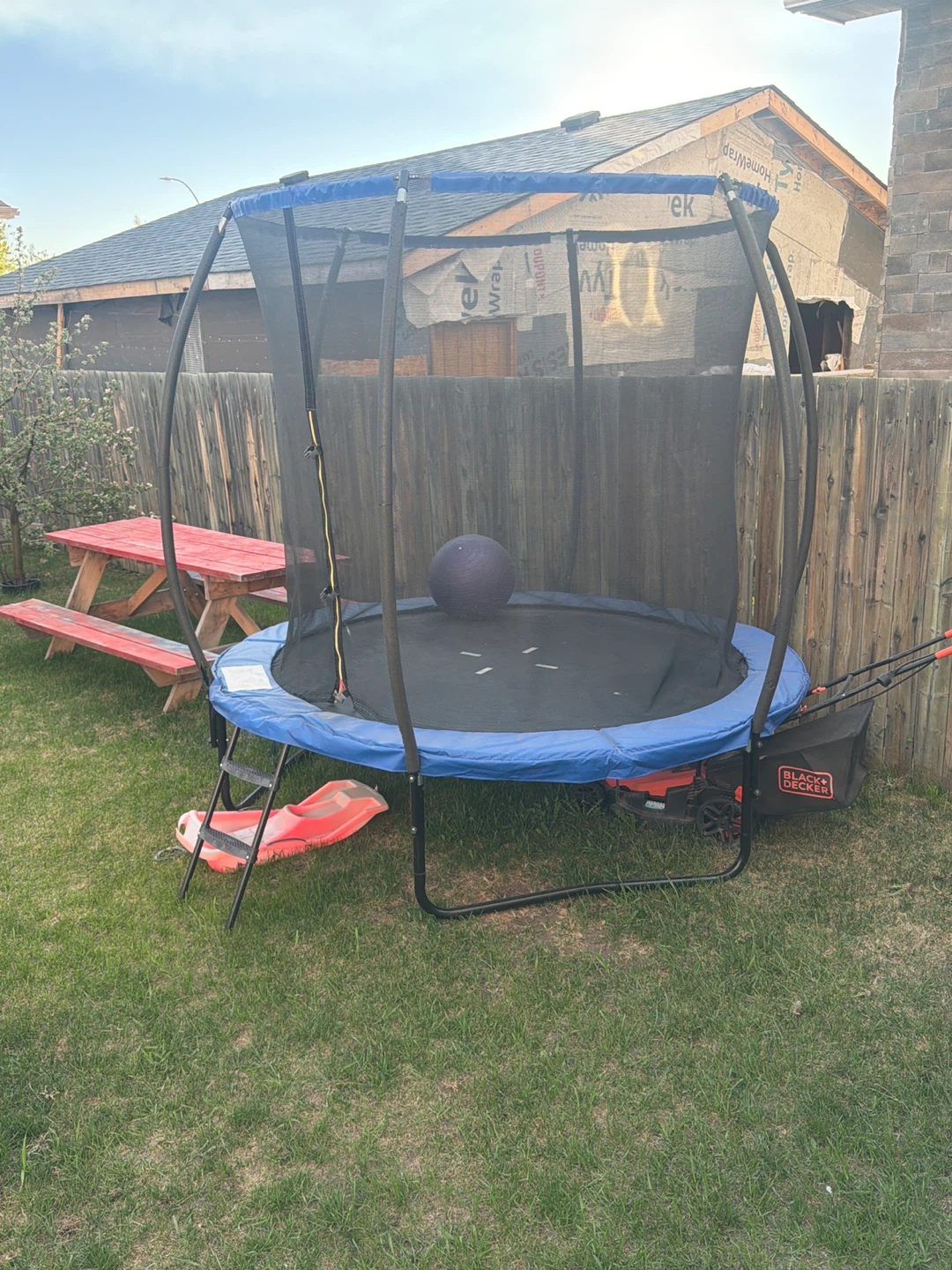 Round Trampoline with Safety Net and Ladder