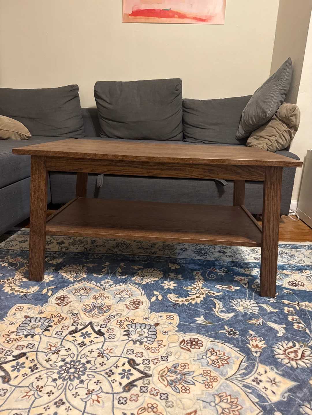 Brown Wood Coffee Table with Shelf - photo 2