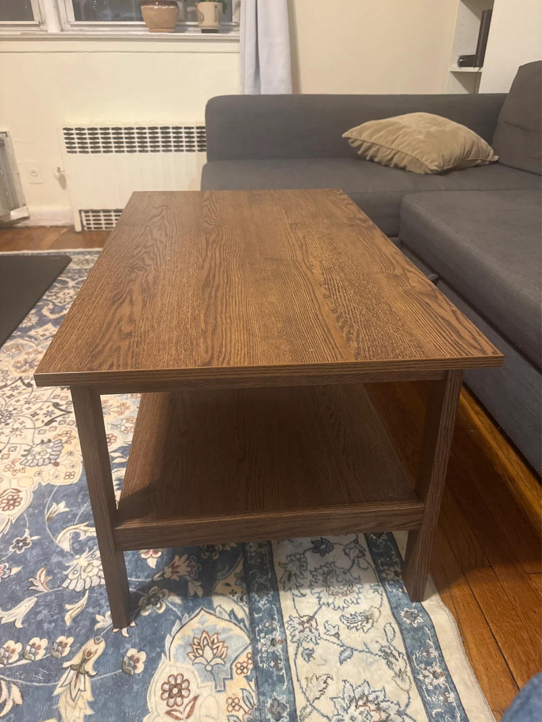 Brown Wood Coffee Table with Shelf