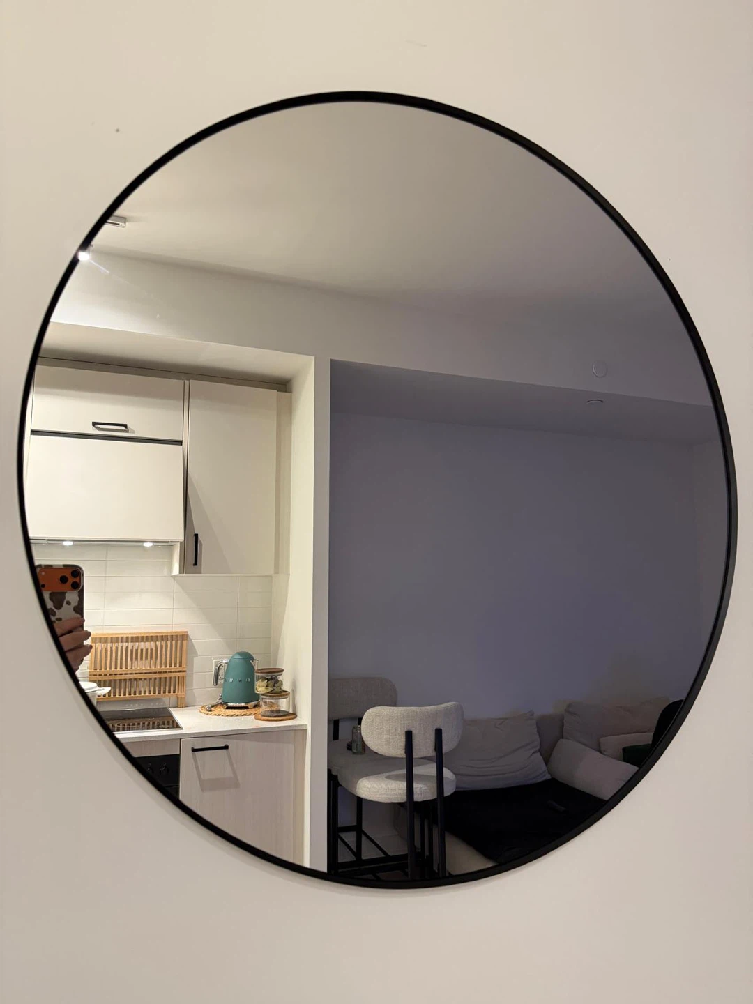 Round Black Framed Mirror