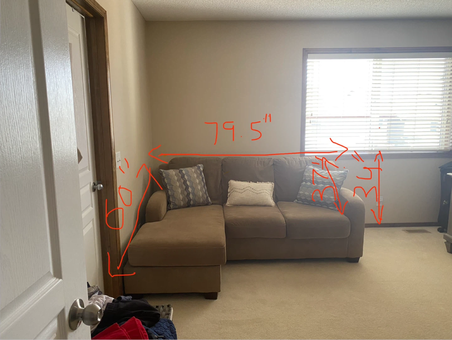 Brown Sectional Sofa with Chaise