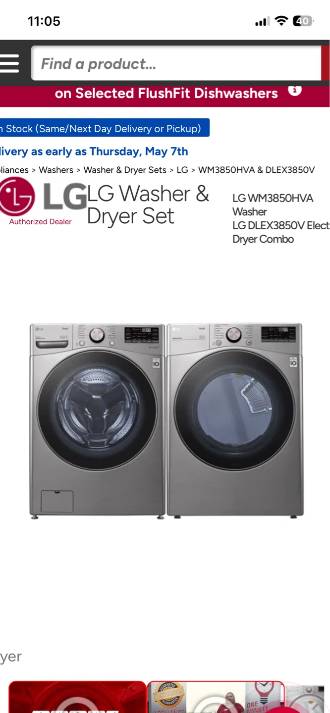 LG Washer and Electric Dryer Set
