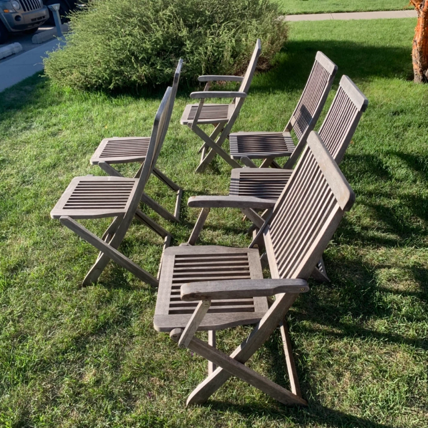 Patio Chairs Folding Chairs Wooden Outdoor Furniture Set 6 - photo 2