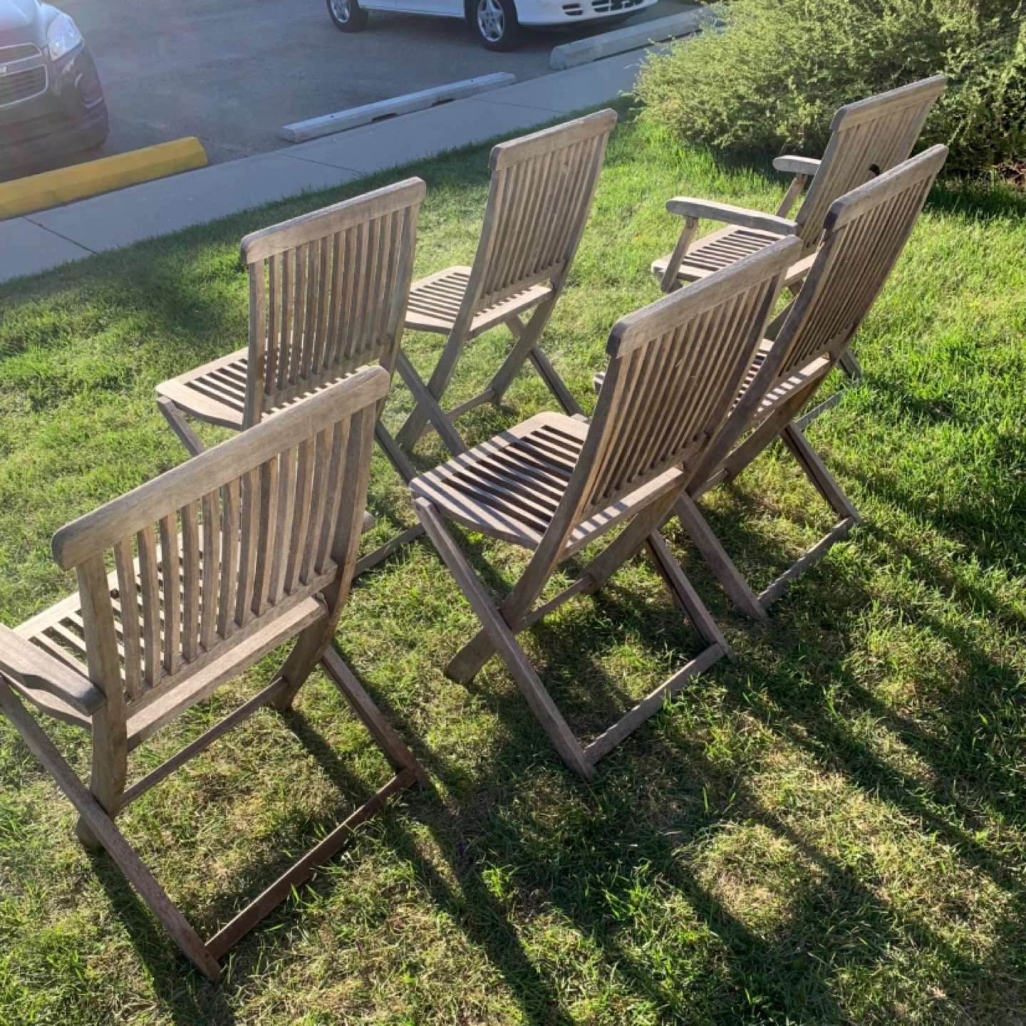 Patio Chairs Folding Chairs Wooden Outdoor Furniture Set 6 - photo 3