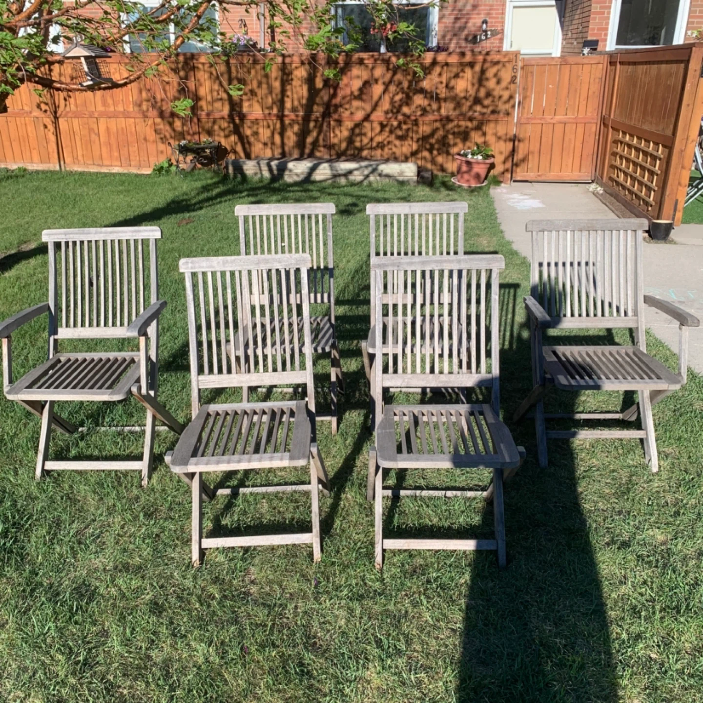 Patio Chairs Folding Chairs Wooden Outdoor Furniture Set 6 - photo 4