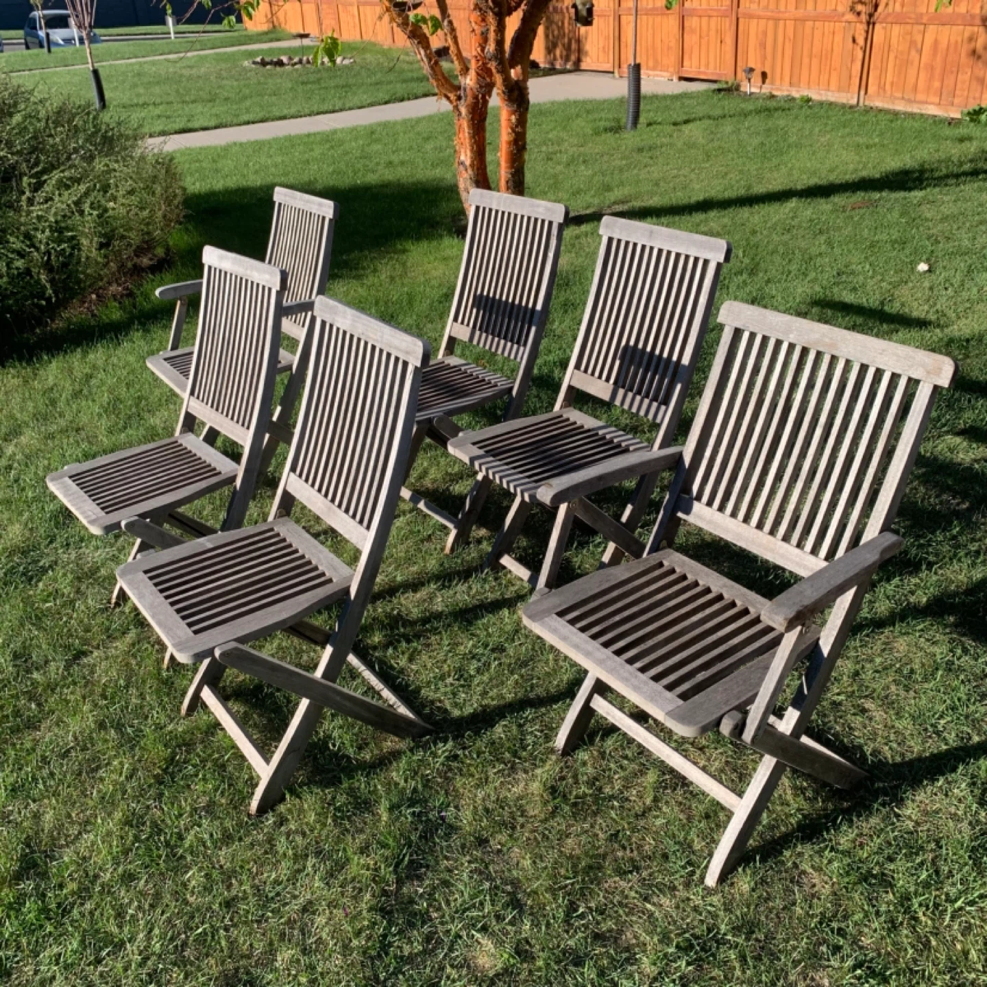 Patio Chairs Folding Chairs Wooden Outdoor Furniture Set 6