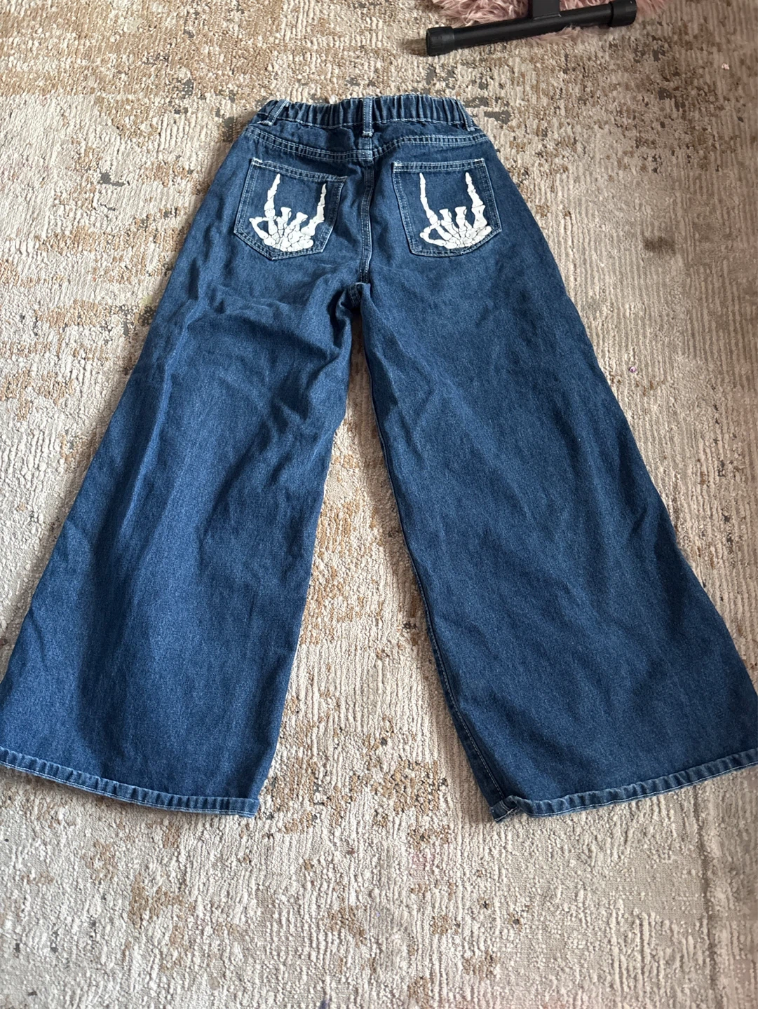 Wide Leg Jeans with Skeleton Detail
