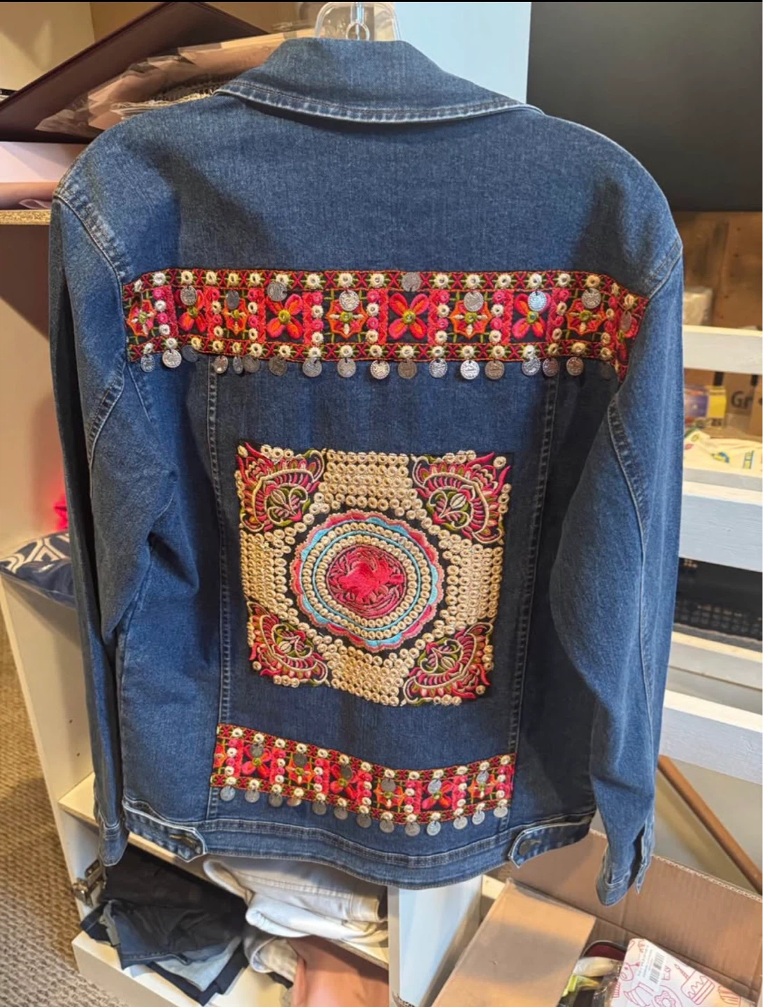 Zara Denim Jacket with Embroidered Back - Size XL - photo 2