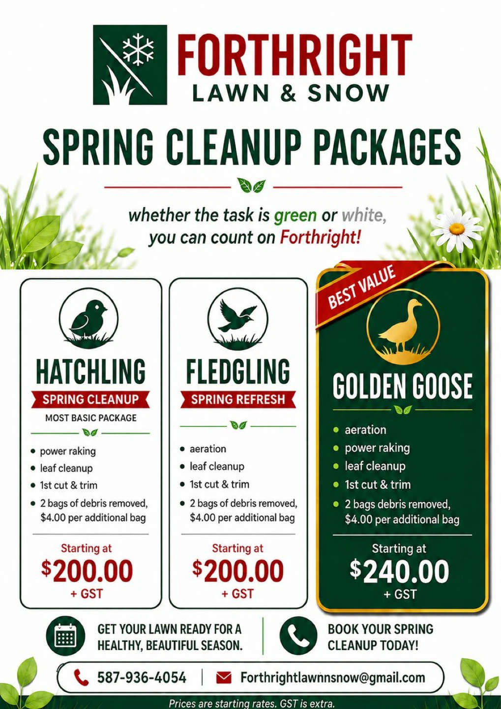 Seasonal property maintenance. Spring, Summer, Fall, Winter