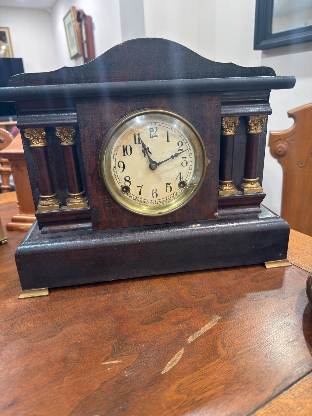 Antique Wooden Mantel Clock
