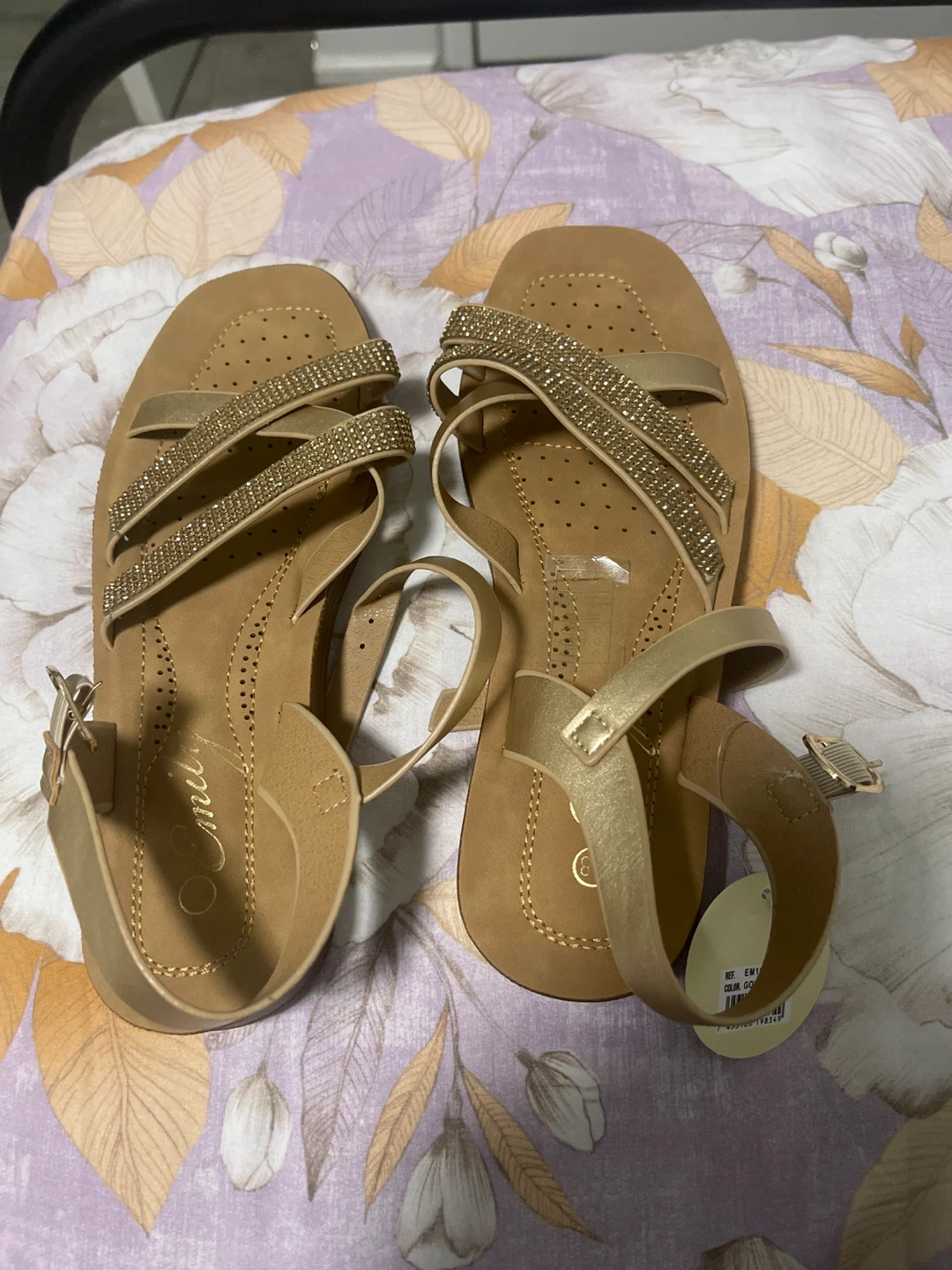 Emilys Women's Gold Embellished Flat Sandals