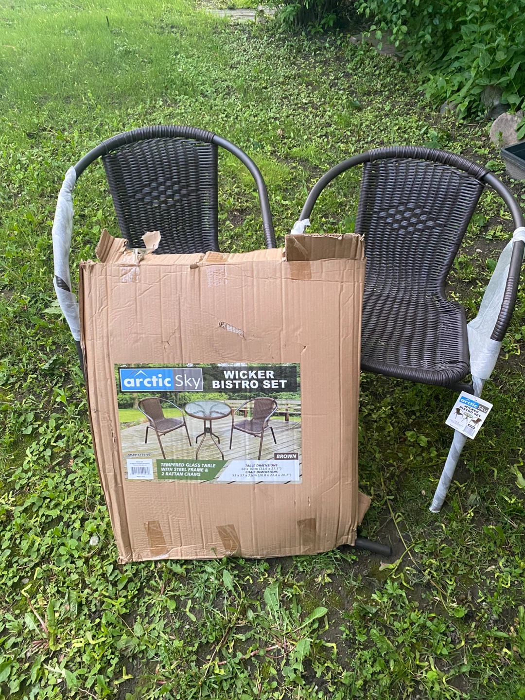 Arctic Sky Wicker Bistro Set - 2 Chairs & Table - photo 4