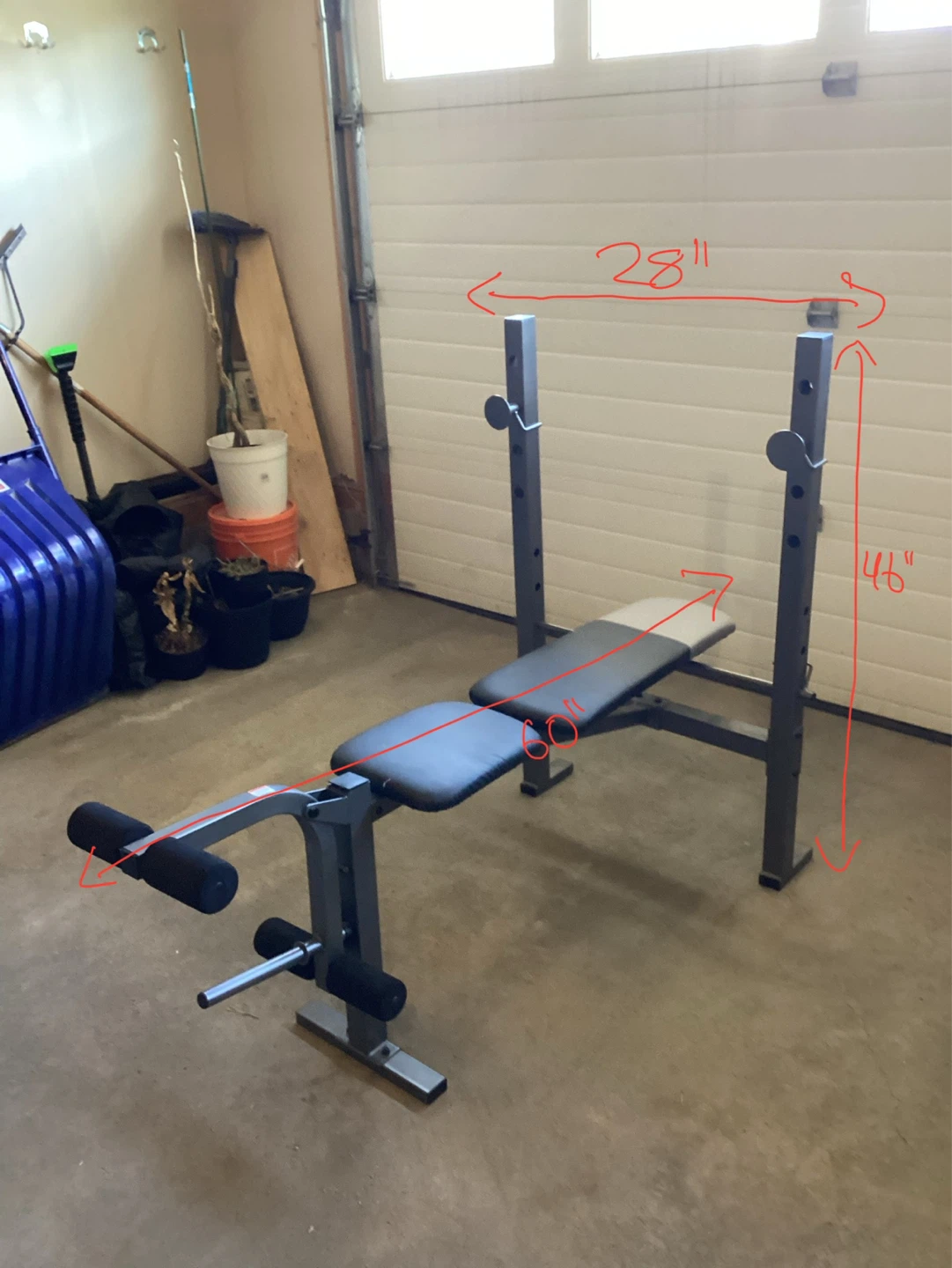 Adjustable Weight Bench with Leg Curl + Curling Bar