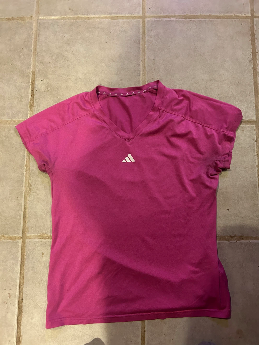Adidas Pink V-Neck T-Shirt