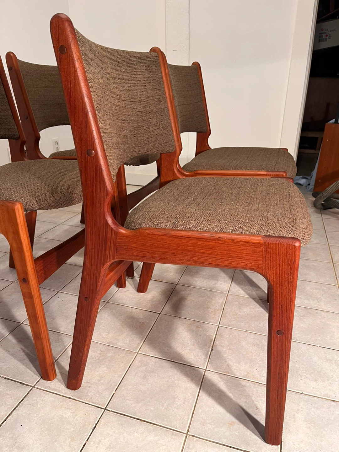 Restored Set of 4 Solid Teak Chairs