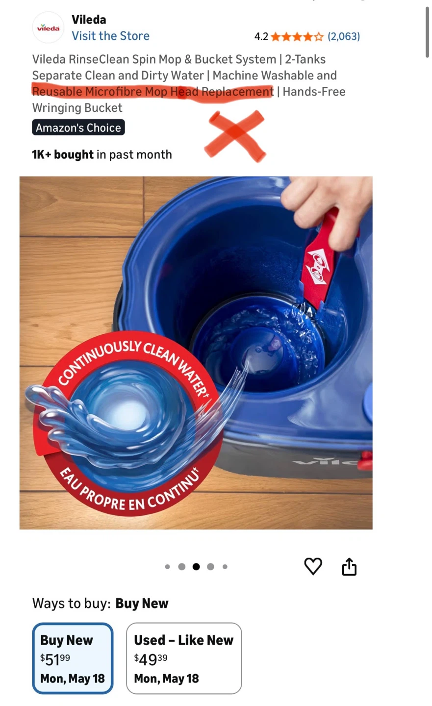 Vileda RinseClean Spin Bucket