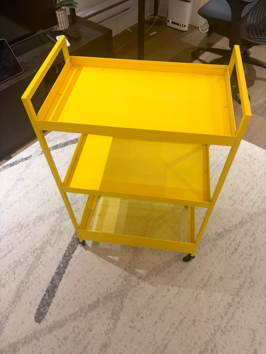 Ikea rolling utility cart yellow - photo 3