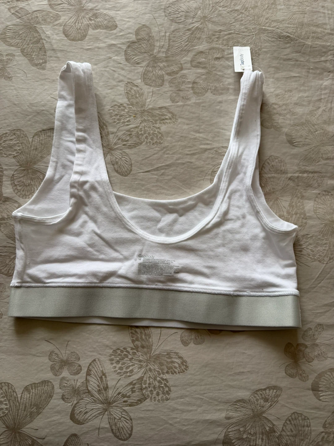GAP White Ribbed Band Crop Top / Sports Bra - photo 2