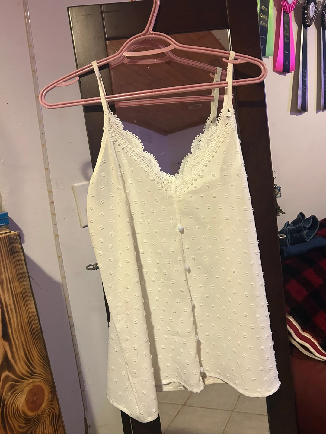 White Camisole Top with Lace Trim