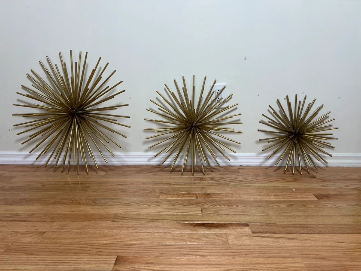 Modern Gold Metal Wall Sculptures – Set of 3 – $40