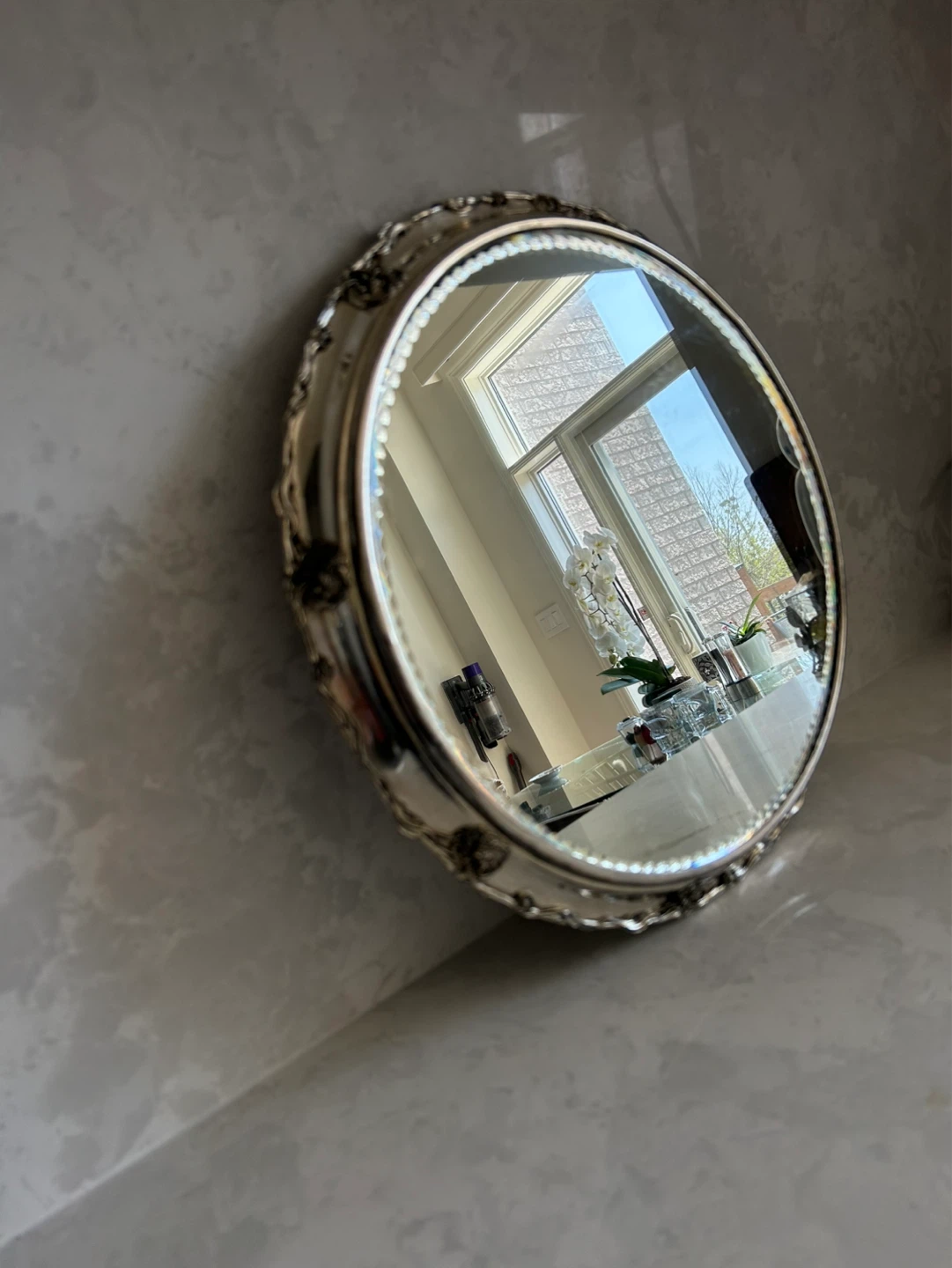 Ornate Silver plate runner Mirror