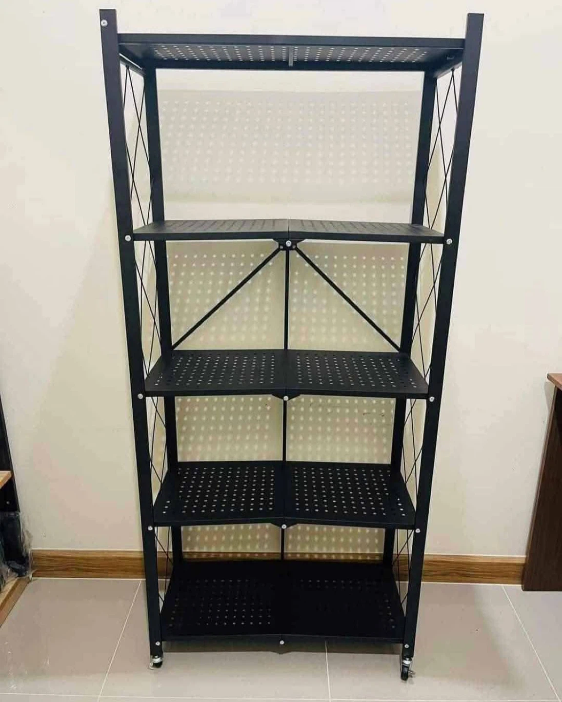 Black 5-Tier Folding Shelving Unit