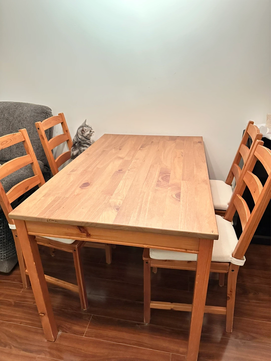 Ikea Wooden Dining Table and Cushion Chairs Set