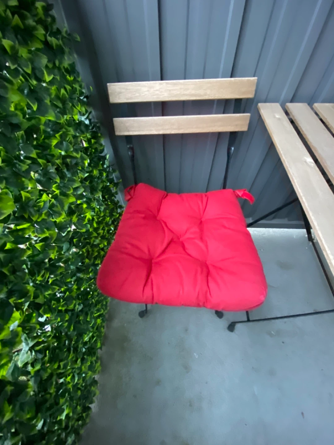 Wooden Bistro Set with Red Cushions - photo 2
