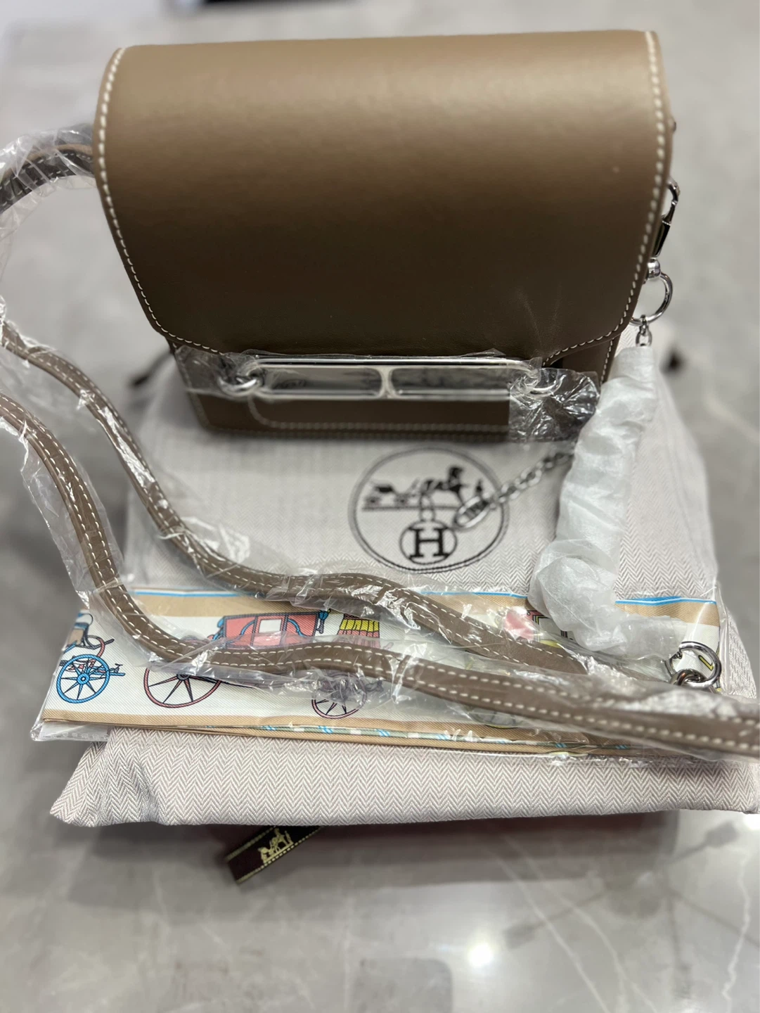 Hermès Brown Leather Crossbody Bag