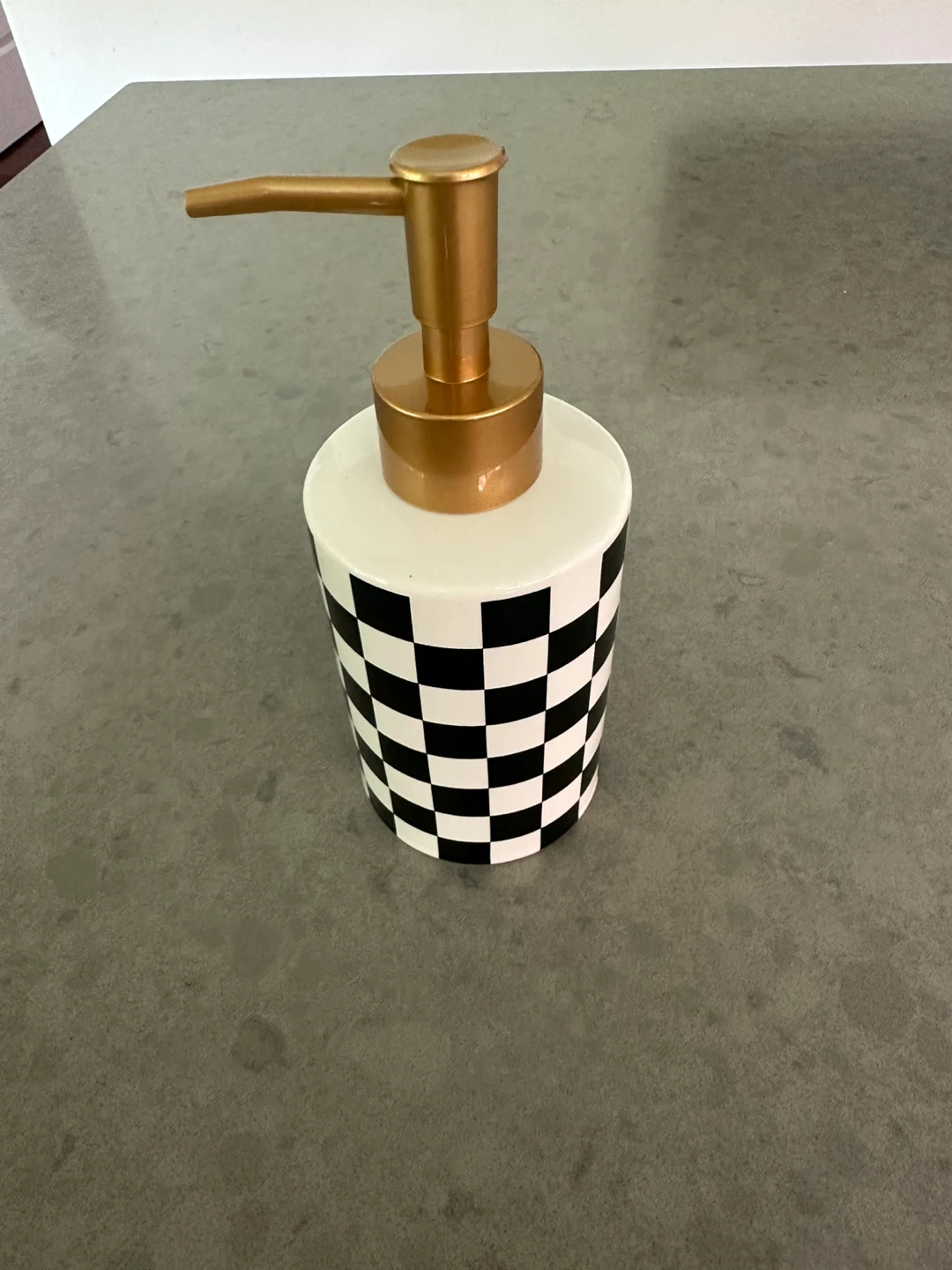 Checkerboard Soap Dispenser - White, Black, Gold - photo 2